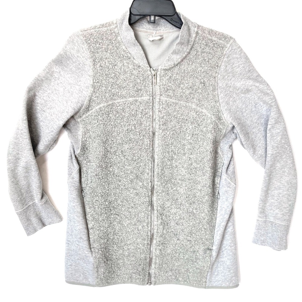 Lululemon Stand Out Sherpa Jacket Womens 8 Teddy Fleece Full Zip Light Gray M